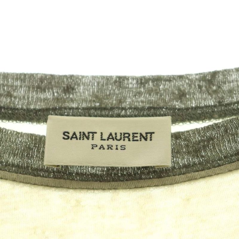 Saint Laurent Paris Top T-Shirt 3/4 Sleeve S Gray Ivory DF OS