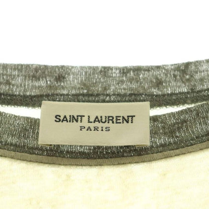 Saint Laurent Paris Top T-Shirt 3/4 Sleeve S Gray Ivory DF OS