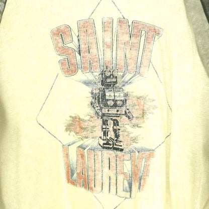 Saint Laurent Paris Top T-Shirt 3/4 Sleeve S Gray Ivory DF OS