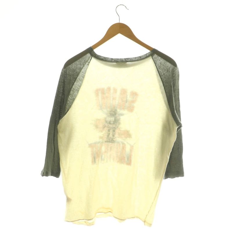 Saint Laurent Paris Top T-Shirt 3/4 Sleeve S Gray Ivory DF OS