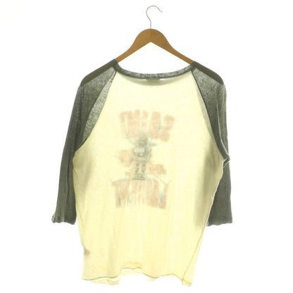 Saint Laurent Paris Top T-Shirt 3/4 Sleeve S Gray Ivory DF OS