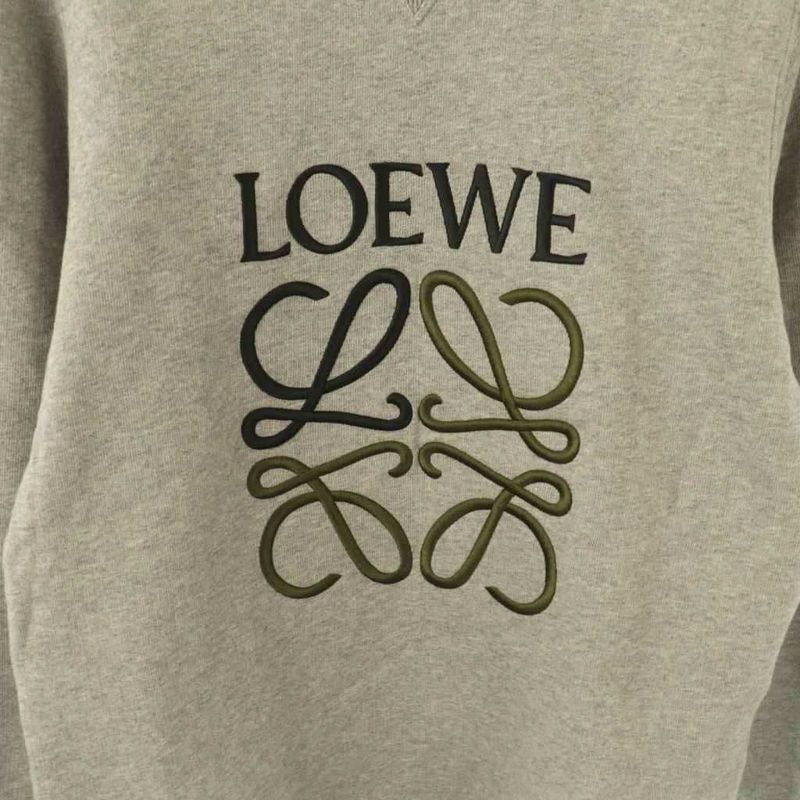 Loewe Anagram Embroidery Pullover Long Sleeve XS Gray HK OS