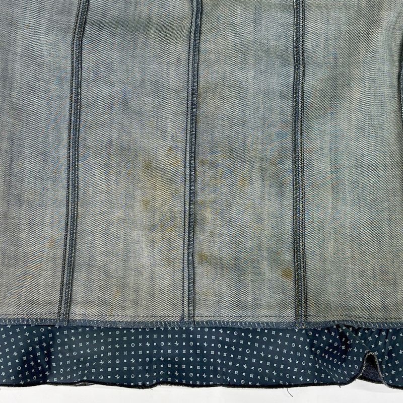 Louis Vuitton Denim Tight Skirt Ruffle Hem Cotton Polyurethane