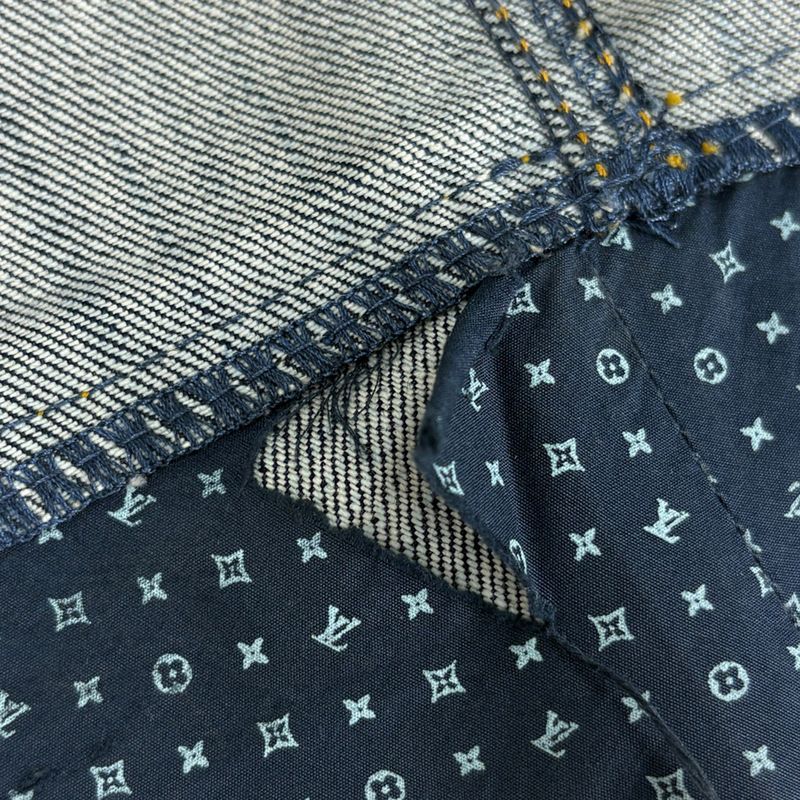Louis Vuitton Denim Tight Skirt Ruffle Hem Cotton Polyurethane