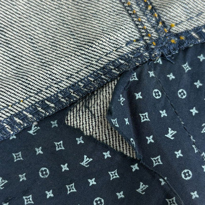 Louis Vuitton Denim Tight Skirt Ruffle Hem Cotton Polyurethane