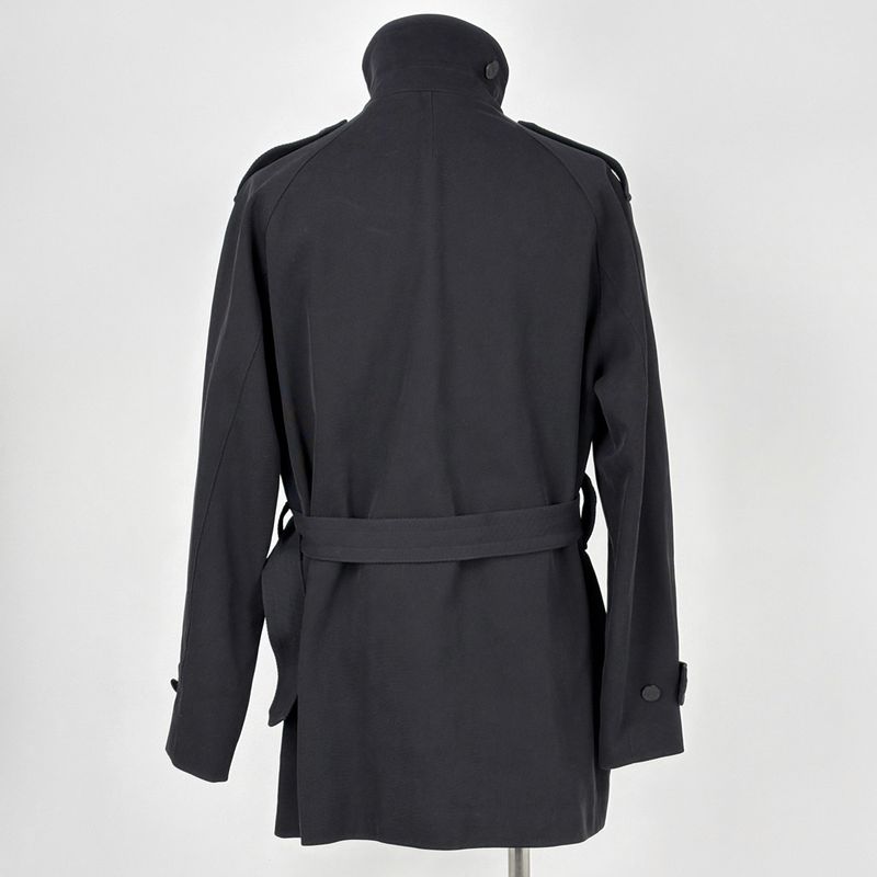 Hermes Peacoat Double Belted Outer Cotton Black