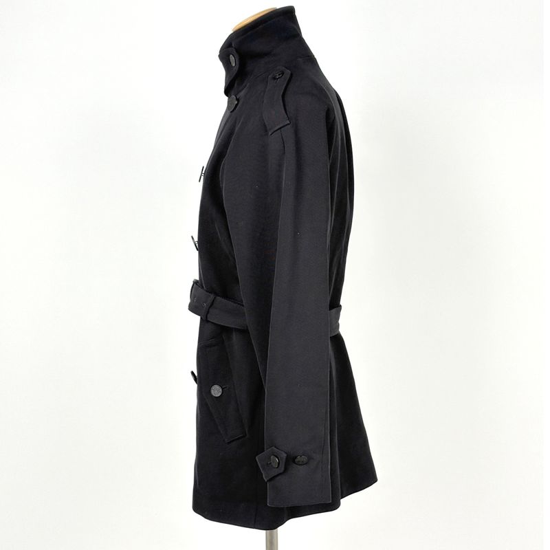 Hermes Peacoat Double Belted Outer Cotton Black