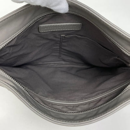 Bottega Veneta Intrecciato Shoulder Bag Leather Grey
