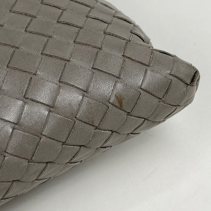 Bottega Veneta Intrecciato Shoulder Bag Leather Grey
