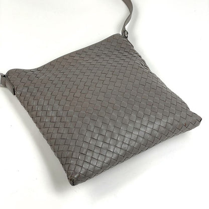Bottega Veneta Intrecciato Shoulder Bag Leather Grey