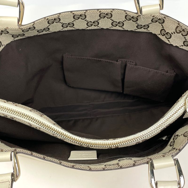 Gucci Logo Tote Abbey Signature Leather White