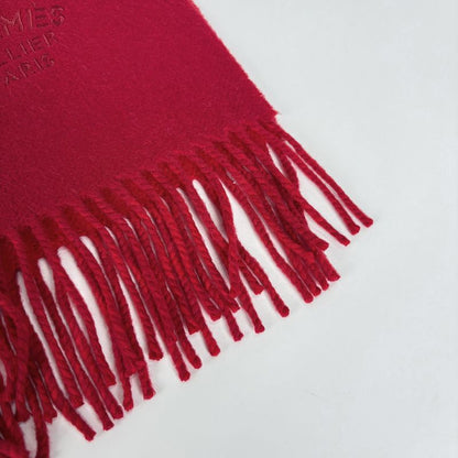 Hermes Logo Shawl Muffler Serie Shawl Cashmere Red Scarf