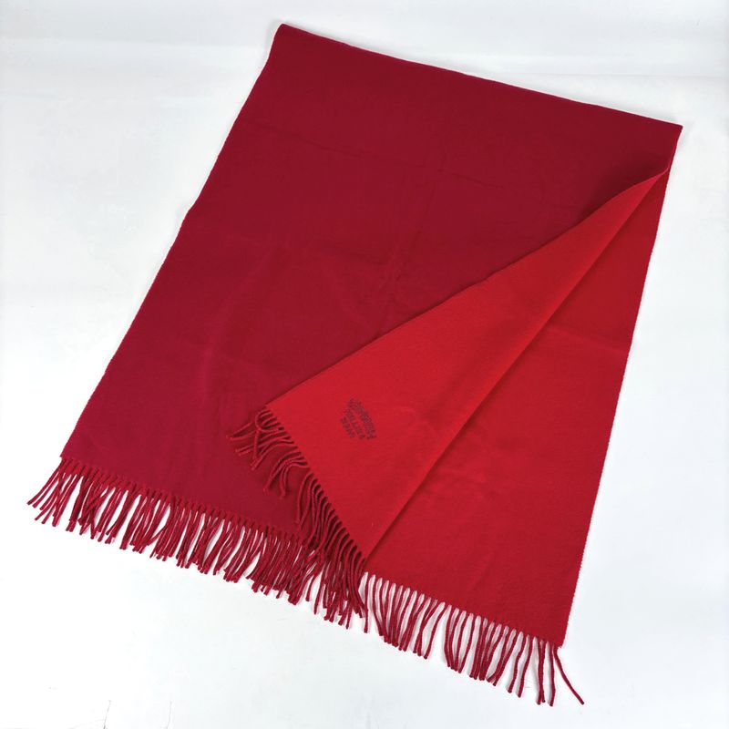 Hermes Logo Shawl Muffler Serie Shawl Cashmere Red Scarf
