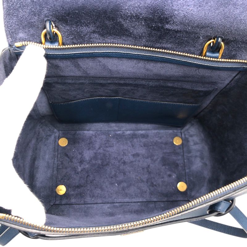 Celine Flap Belt Bag Mini Blue Leather