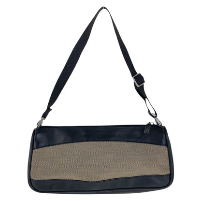 Gucci Black Beige Silver Canvas Leather Handbag Pouch