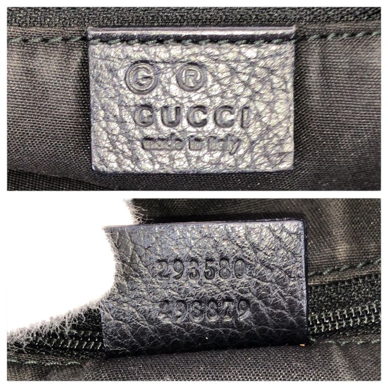 Gucci Abbey Black Silver GG Canvas Leather Tote Shoulder Bag