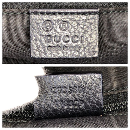 Gucci Abbey Black Silver GG Canvas Leather Tote Shoulder Bag