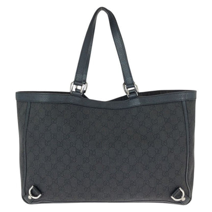 Gucci Abbey Black Silver GG Canvas Leather Tote Shoulder Bag