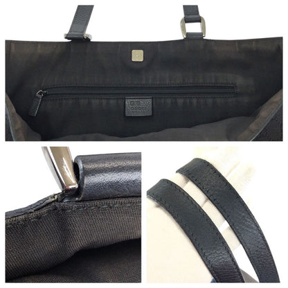 Gucci Abbey Black Silver GG Canvas Leather Tote Shoulder Bag