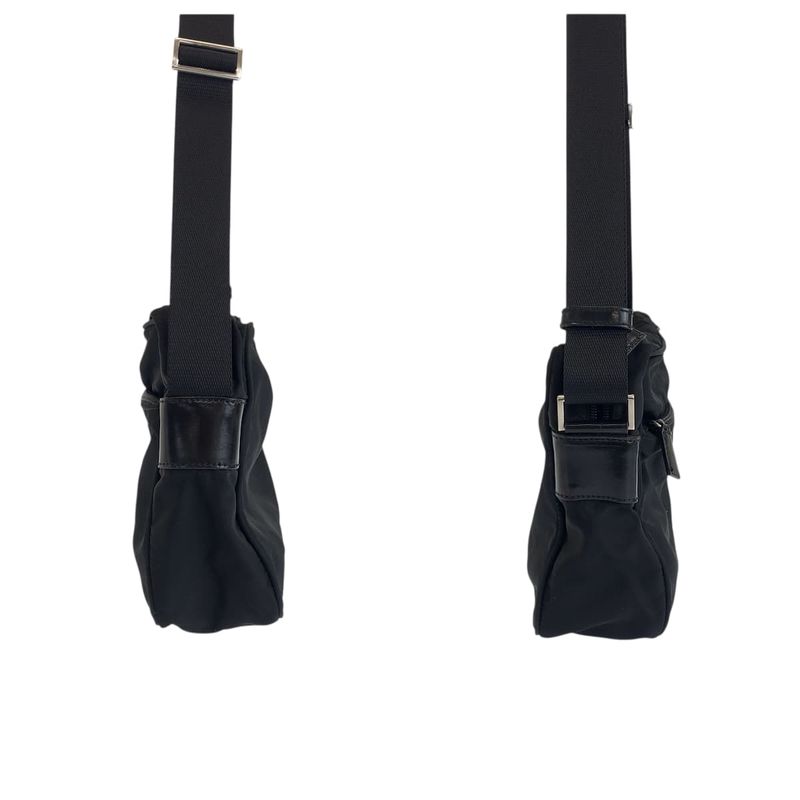 Prada Tessuto Black Silver Nylon Shoulder Bag