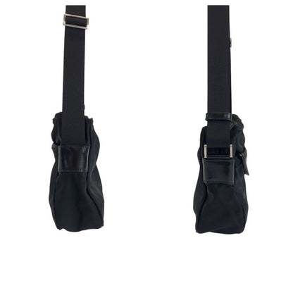 Prada Tessuto Black Silver Nylon Shoulder Bag