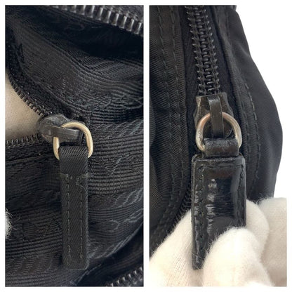 Prada Tessuto Black Silver Nylon Shoulder Bag