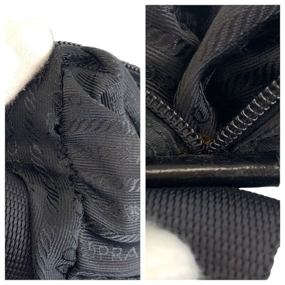 Prada Tessuto Black Silver Nylon Shoulder Bag