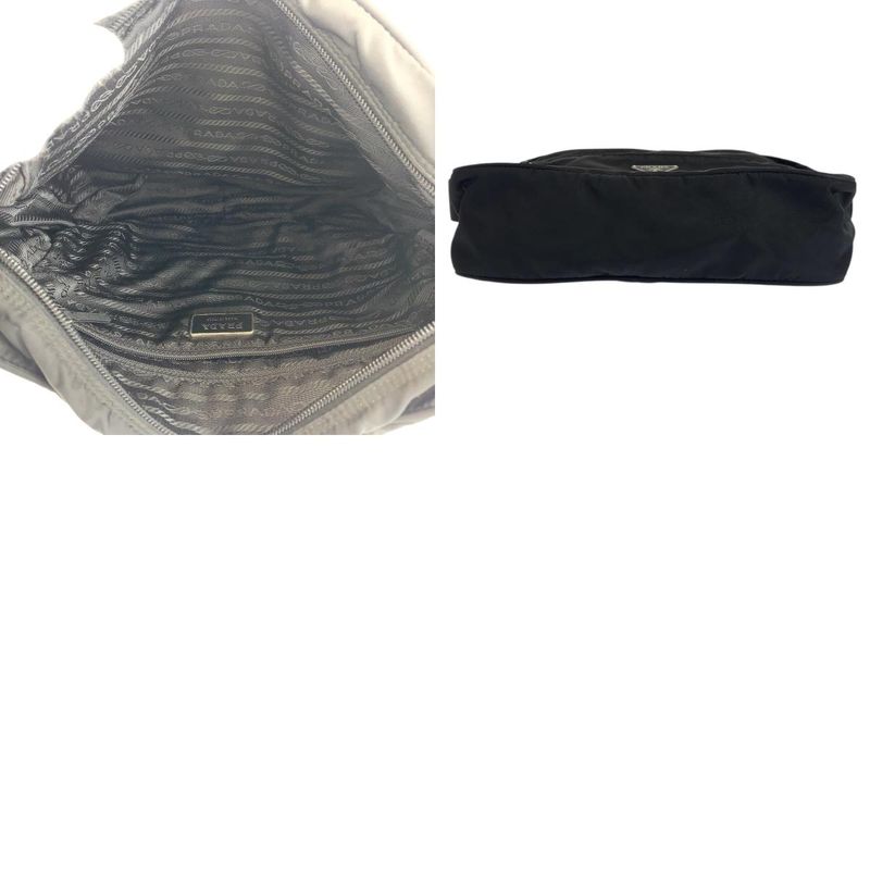 Prada Tessuto Black Silver Nylon Shoulder Bag