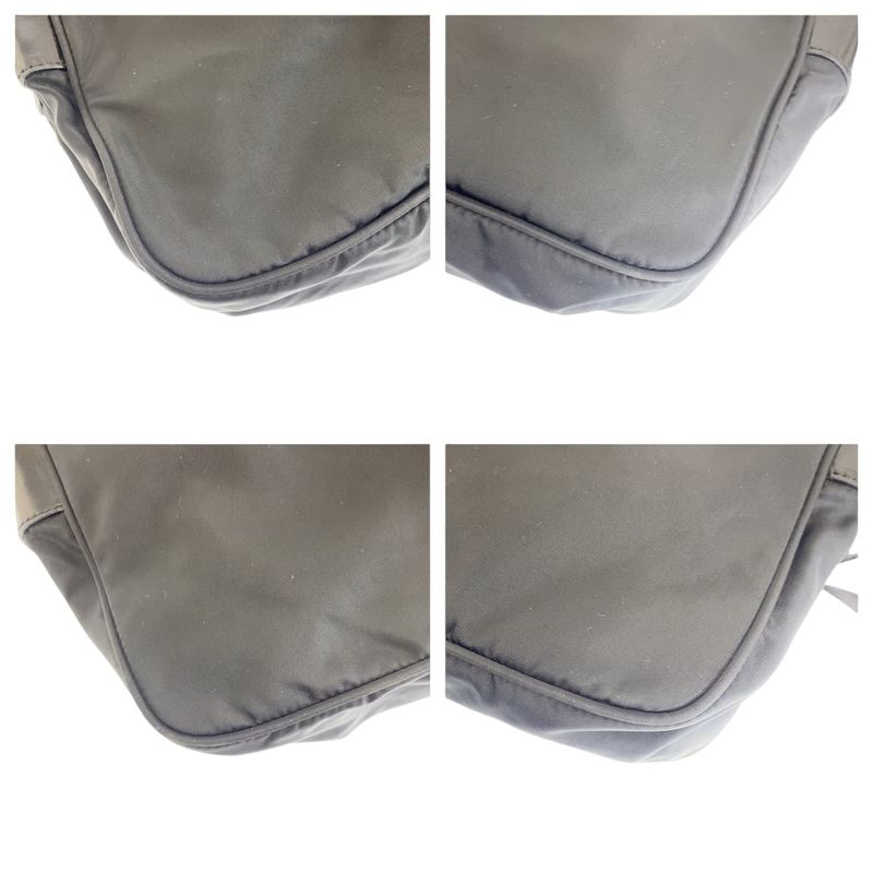 Prada Tessuto Black Silver Nylon Shoulder Bag