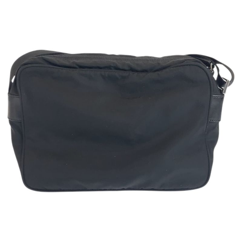 Prada Tessuto Black Silver Nylon Shoulder Bag