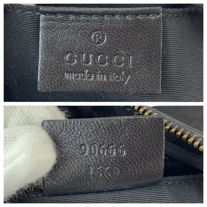 Gucci Black Gold GG Canvas Leather Shoulder Bag Mini