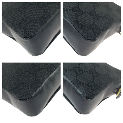Gucci Black Gold GG Canvas Leather Shoulder Bag Mini