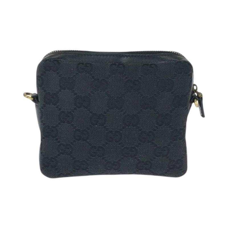 Gucci Black Gold GG Canvas Leather Shoulder Bag Mini