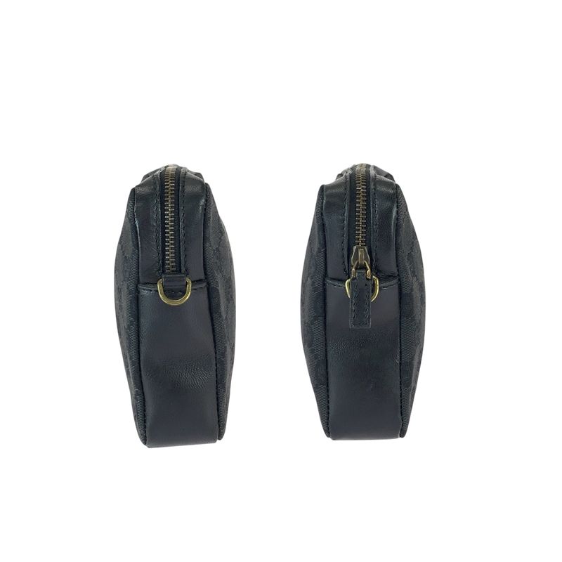 Gucci Black Gold GG Canvas Leather Shoulder Bag Mini