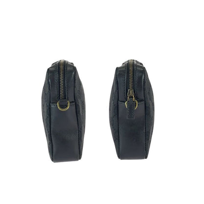 Gucci Black Gold GG Canvas Leather Shoulder Bag Mini