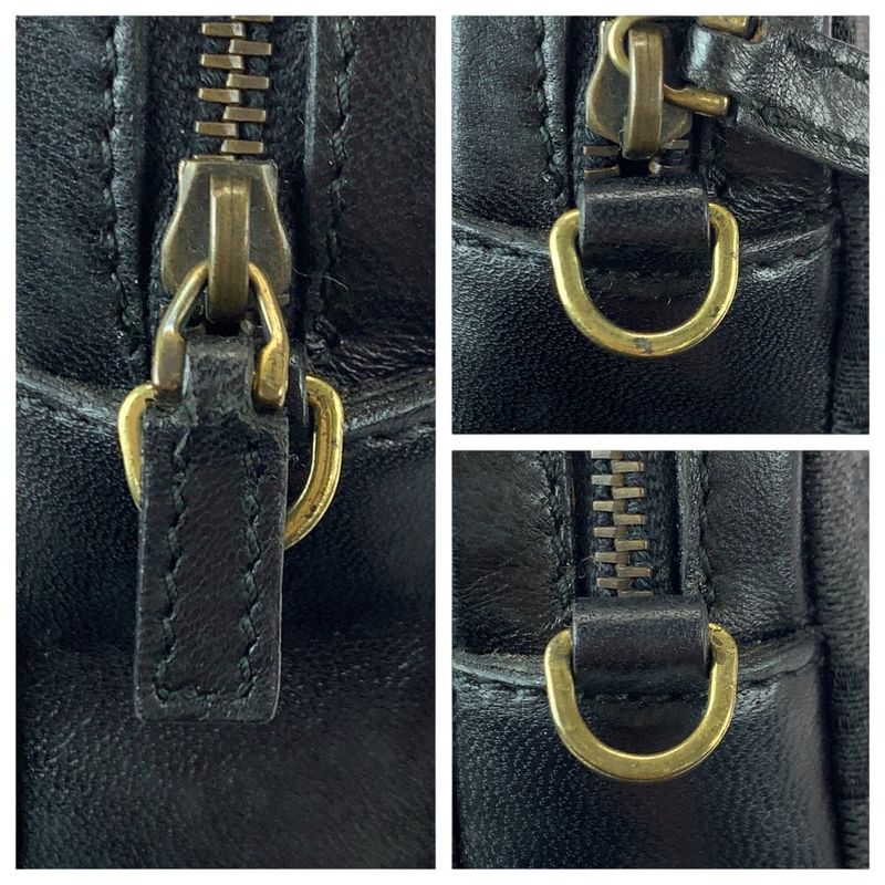 Gucci Black Gold GG Canvas Leather Shoulder Bag Mini