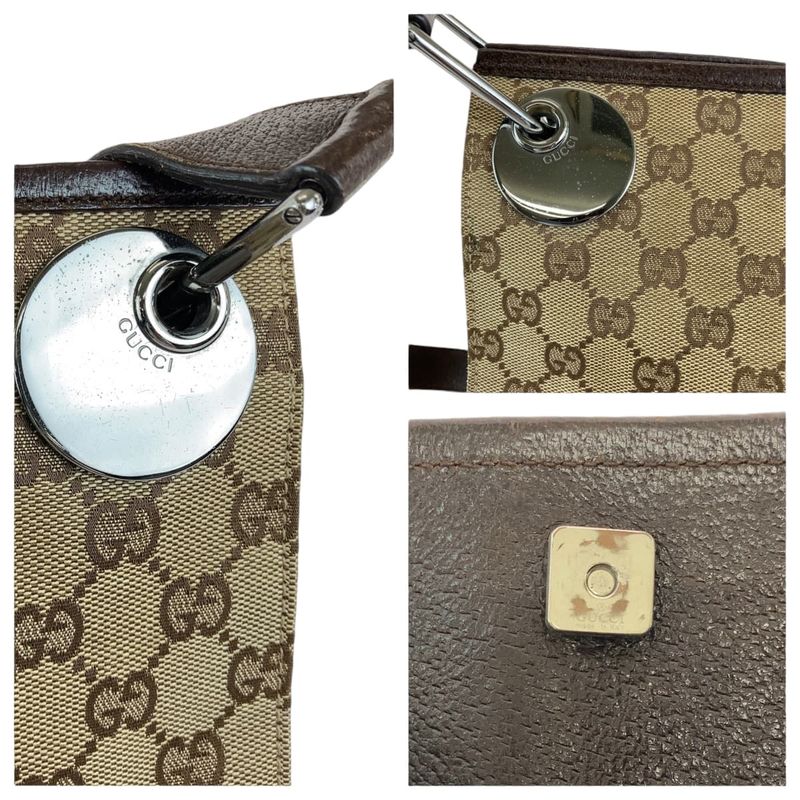 Gucci Eclipse Brown Silver GG Canvas Shoulder Bag