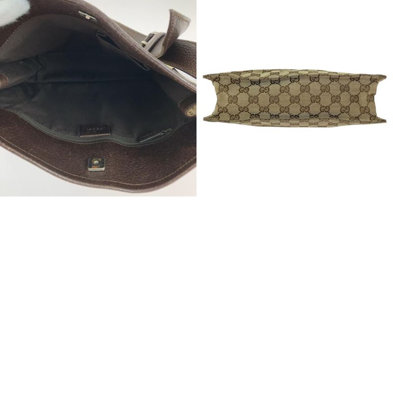Gucci Eclipse Brown Silver GG Canvas Shoulder Bag