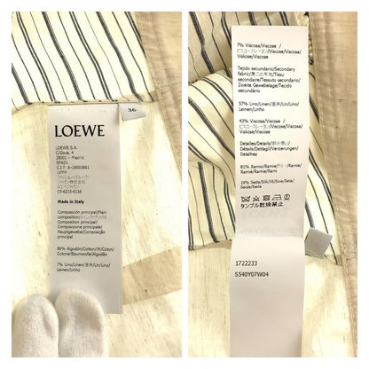 Loewe Puff Sleeve 36 Ivory Gray Cotton Blouse Long