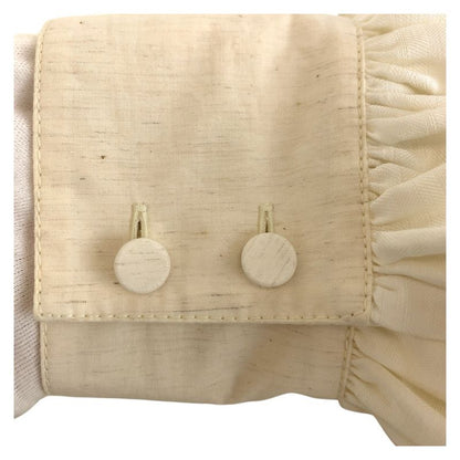 Loewe Puff Sleeve 36 Ivory Gray Cotton Blouse Long