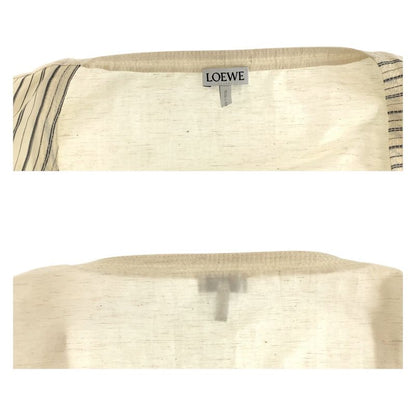 Loewe Puff Sleeve 36 Ivory Gray Cotton Blouse Long