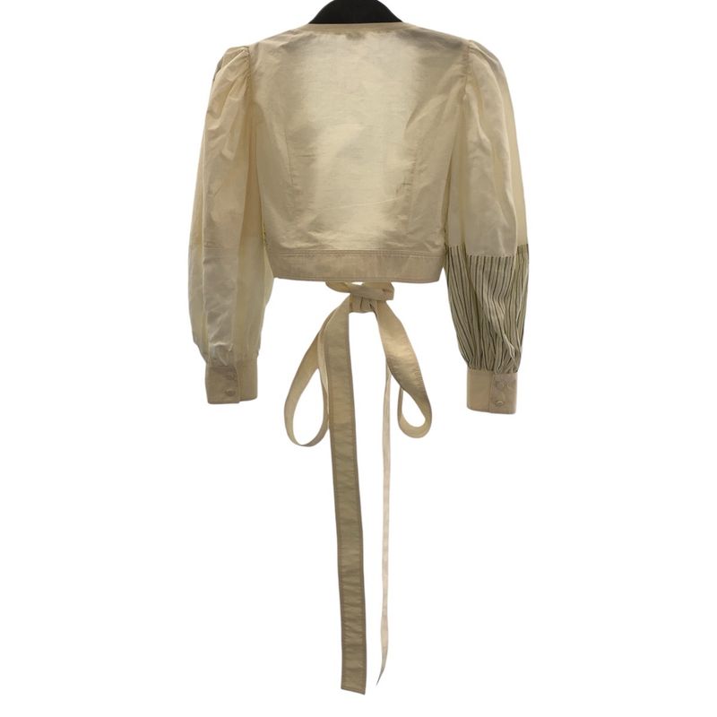 Loewe Puff Sleeve 36 Ivory Gray Cotton Blouse Long