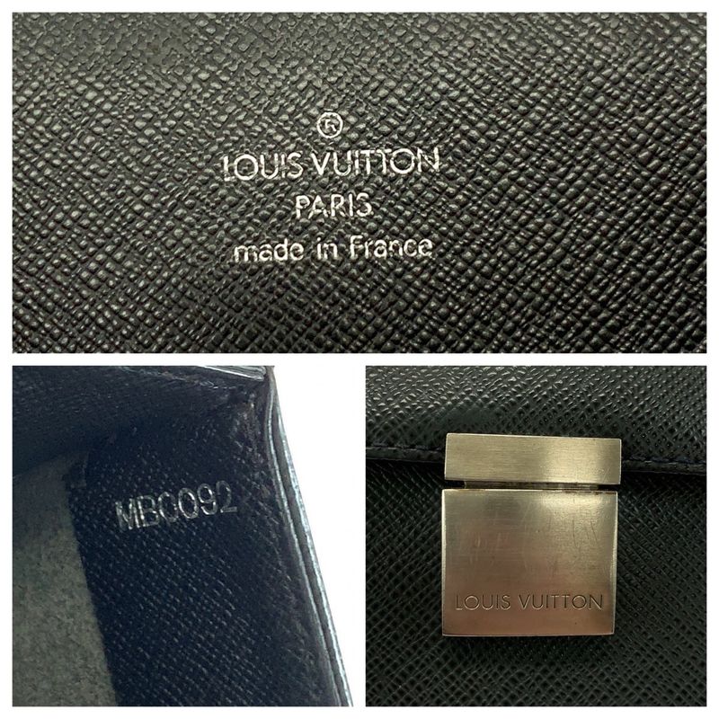 Louis Vuitton Taiga Angara Ardoise Black Taiga Business Bag Handbag