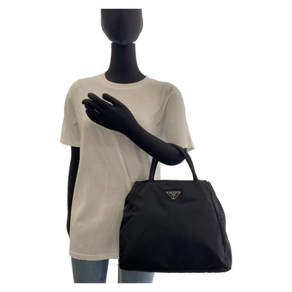 Prada Tessuto Black Silver Nylon Tote