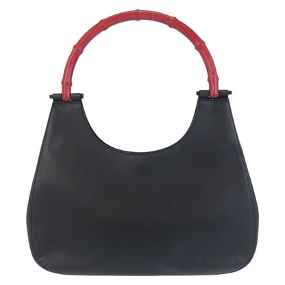 Gucci Bamboo Black Red Leather Bamboo 001 Shoulder Bag Hobo