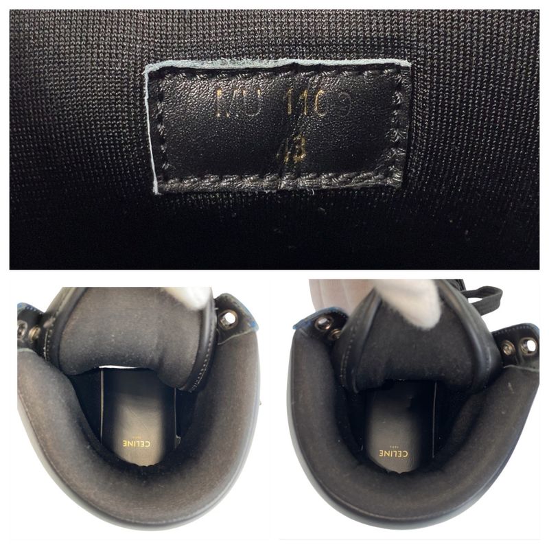 Celine 43 Blue Black Leather Sneakers High Cut