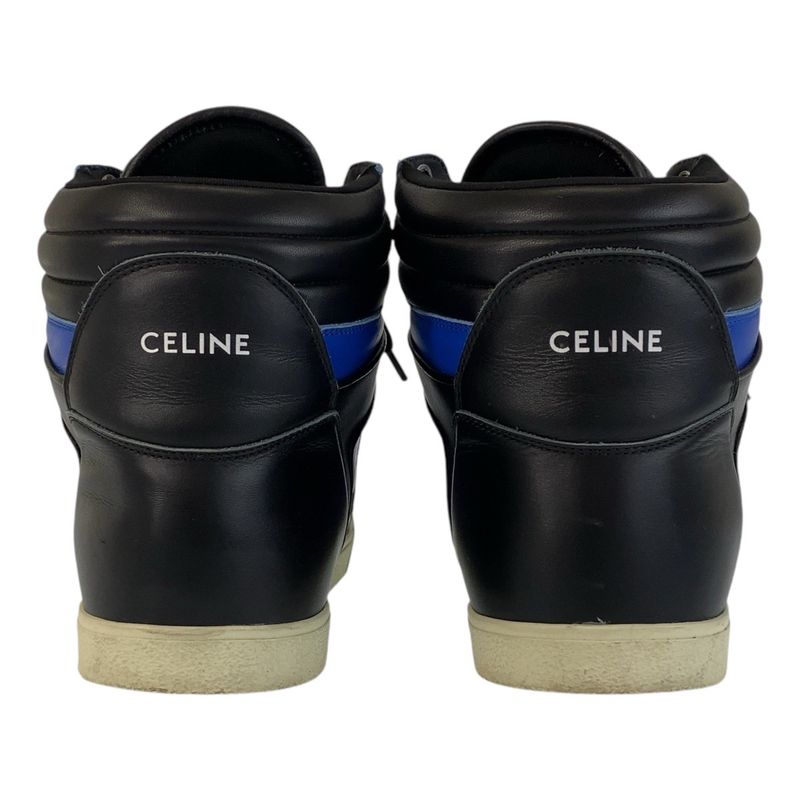 Celine 43 Blue Black Leather Sneakers High Cut