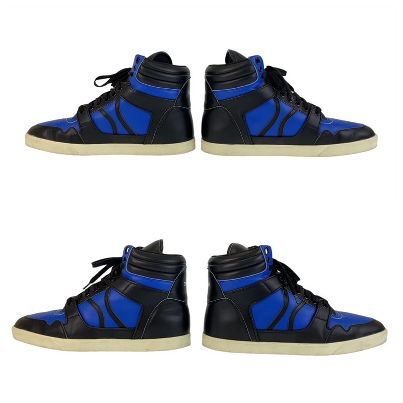 Celine 43 Blue Black Leather Sneakers High Cut