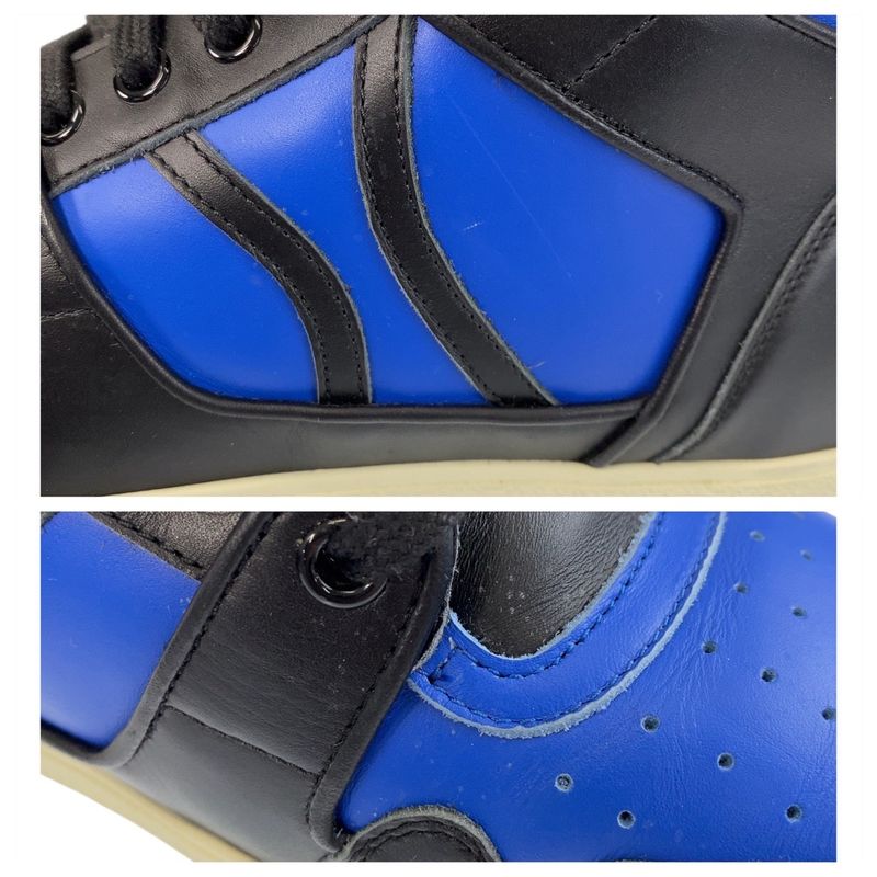 Celine 43 Blue Black Leather Sneakers High Cut