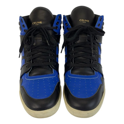 Celine 43 Blue Black Leather Sneakers High Cut